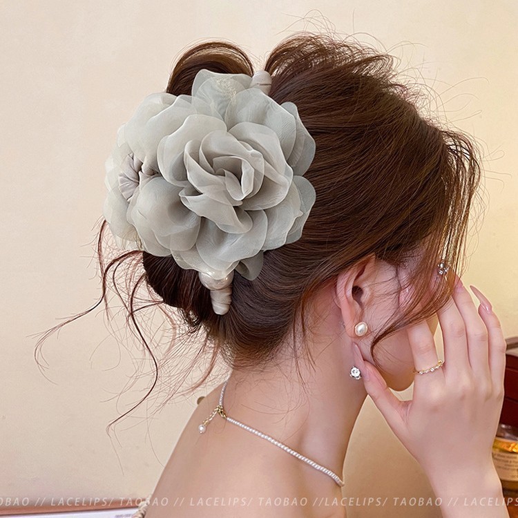 ローズカメリア~スイートフラワーグリッパー女性用2025新作大型雰囲気サメクリップヘアピン高級帽子|undefined