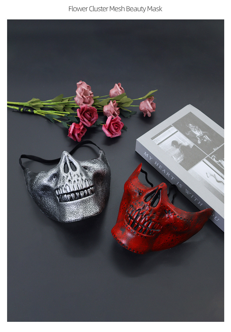 Maschera da campo di Halloween, maschera da teschio, protezione completa del viso, maschera horror, festa di ballo_voghion.com