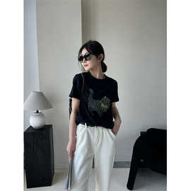 南鱼  现货~韩代款！不缩水不掉色全棉猫咪印花圆领短袖T恤半袖夏