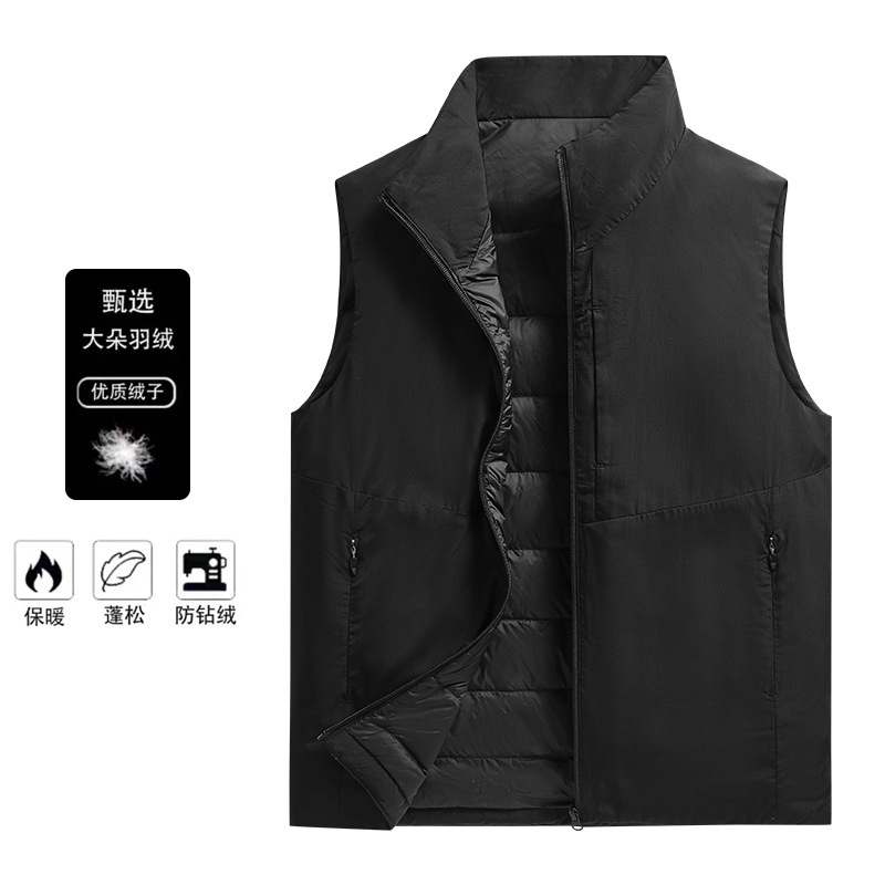 Men's Down Vest 2024 Winter New Style Stand Collar Lightweight Warm Vest