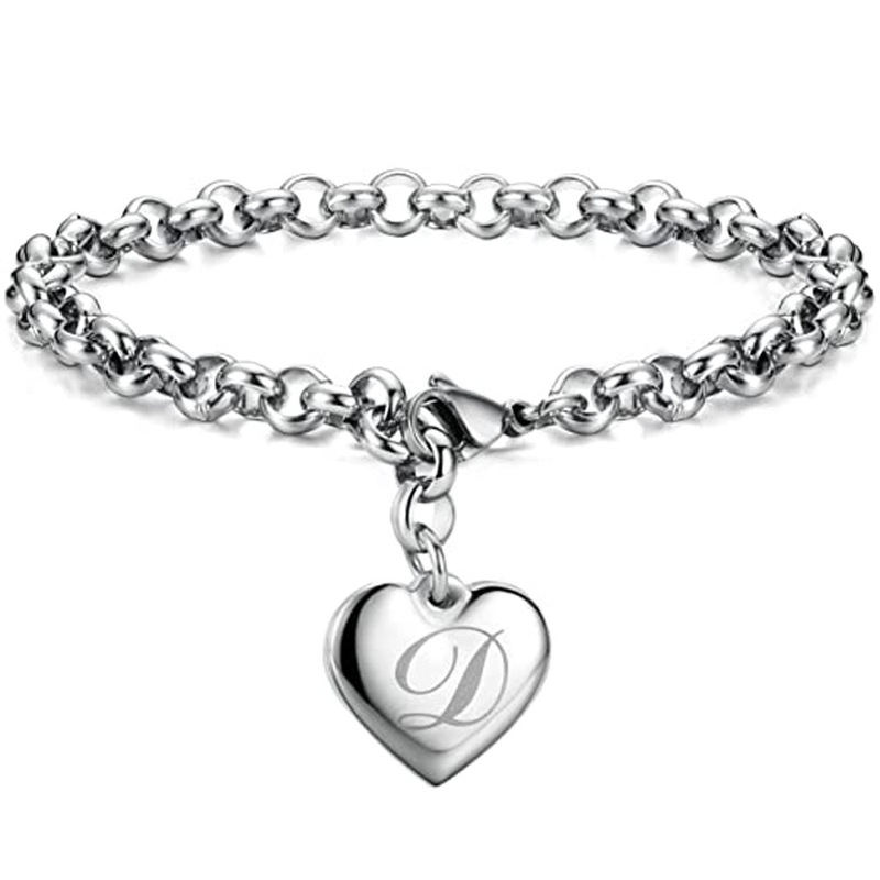 Creative European and American DIY Heart-Shaped 26-Letter English Alphabet Bracelet Jewelry for Women's Daily Commuting Accessories Creative European and American DIY Heart-Shaped 26-Letter English Alphabet Bracelet Jewelry for Women's Daily Commuting Accessories