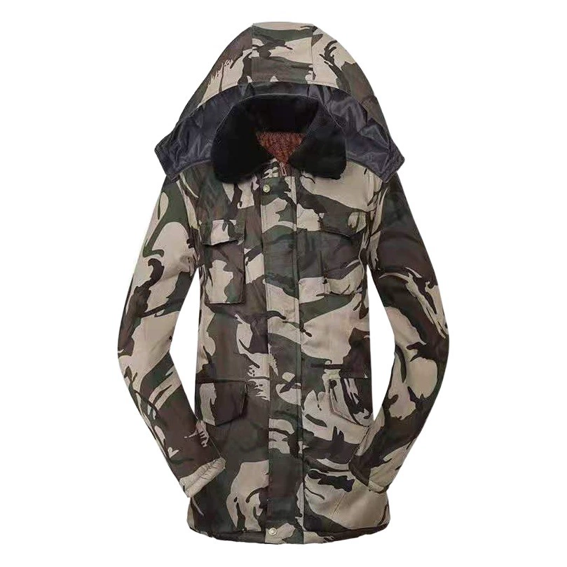 Зимнее камуфляжное пальто Мужская утепленная холодостойкая теплая короткая одежда Охрана труда средней длины Куртка с хлопковой подкладкой в стиле милитари Пальто с хлопковой подкладкой Большая куртка с хлопковой подкладкой