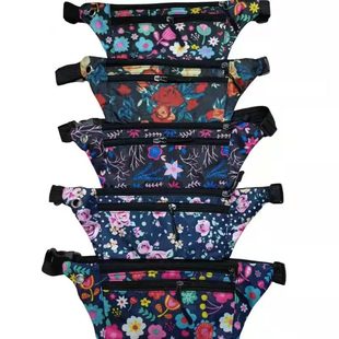 Factory direct supply outdoor running ethnic flower waist bag men's and women's sports waterproof fabric bag mobile phone bag shoulder diagonal bag