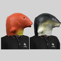 Funny goldfish animal headgear mask costume party cute latex headwear Halloween party prank prop