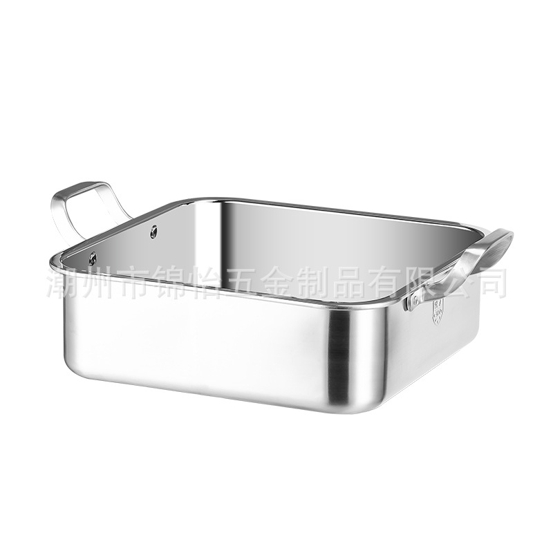 Cuadrado mandarín pato olla 304 de acero inoxidable olla caliente olla de sopa de gran capacidad olla de carne separada de dos sabores suministro directo de fábrica