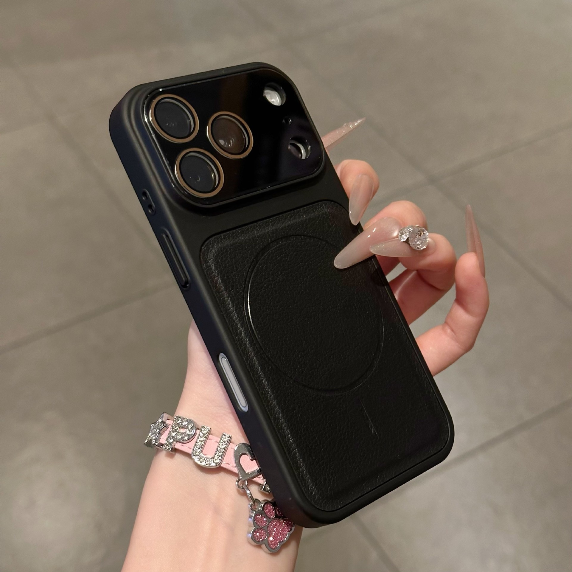 película de lente de vidrio dopamina litchi estriado segundo cambio manzana 17Promax succión caso de teléfono para iPhone 16