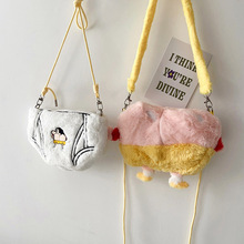 跨境外贸毛绒包包卡通印花斜挎单肩手提包公仔毛绒玩偶包