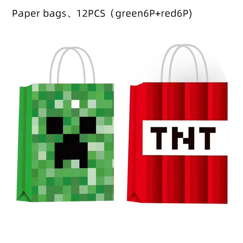 Minecraft 誕生日パーティーの装飾テーマ食器仮想世界紙皿紙コップティッシュテーブルクロスパーティー食器|undefined