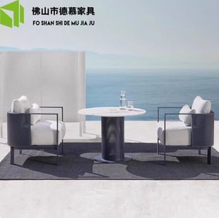 Outdoor Stainless Steel Sofa Garden Landscape Booth Open-Air Courtyard Villa Garden Hotel Entrance Leisure Sofa