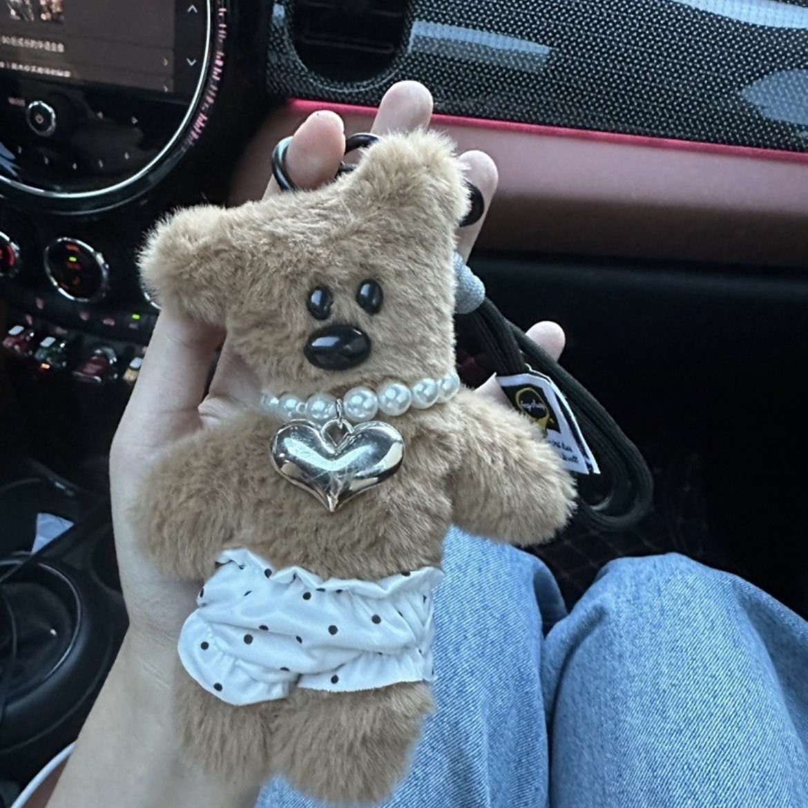 Maillard estilo Bean Bear mochila colgante llavero del coche oso cadena anti-caída cuerda anti-perdida