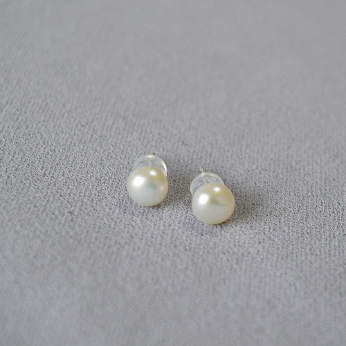 French elegance women full 925 silver ear needle freshwater pearl round bead simple temperament ear earrings earring jewelry