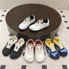 [トップボード] Liu Wenと同じスタイルのレトロな本革カラーブロックフォレストシューズ女性用25フラットレースアップカジュアル道徳トレーニングシューズカップル用