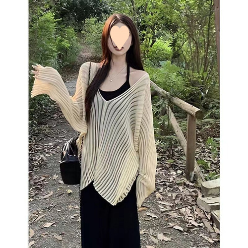 A two-piece set featuring a thin-collared V-neck top and a halter-style maxi dress for women, perfect for summer and petite figures, with a tea-inspired color palette.