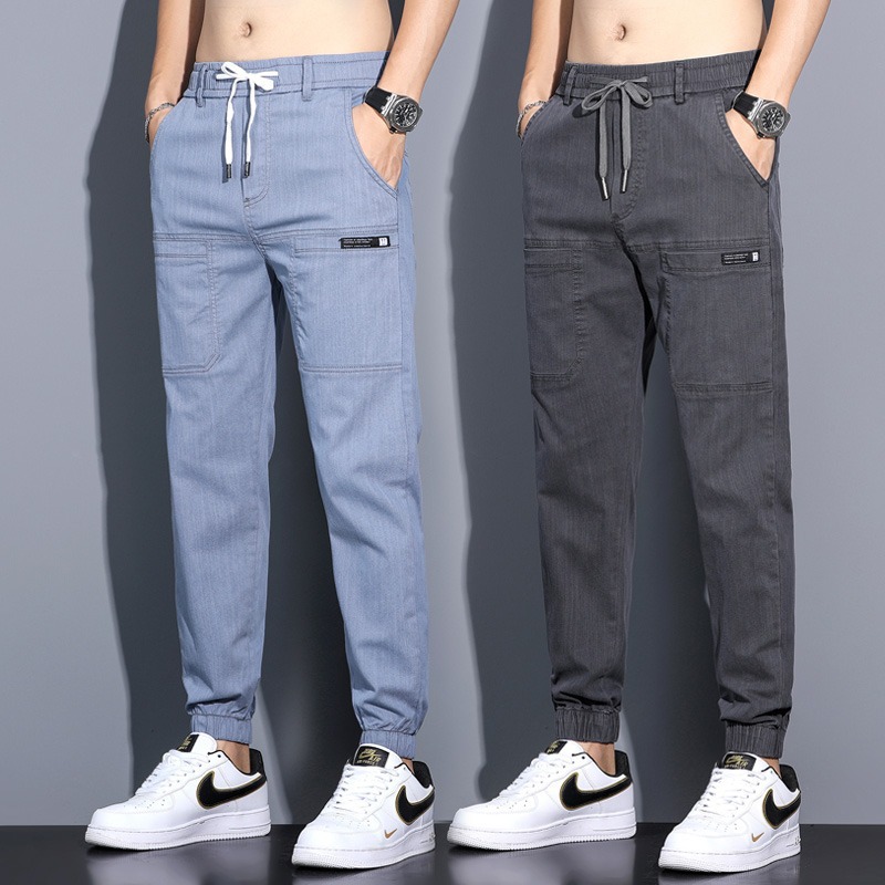 Pantalones casuales transfronterizos de primavera y otoño para hombres 2025, nuevos pantalones rectos elásticos de cintura larga sueltos, ropa de negocios de tendencia para hombres