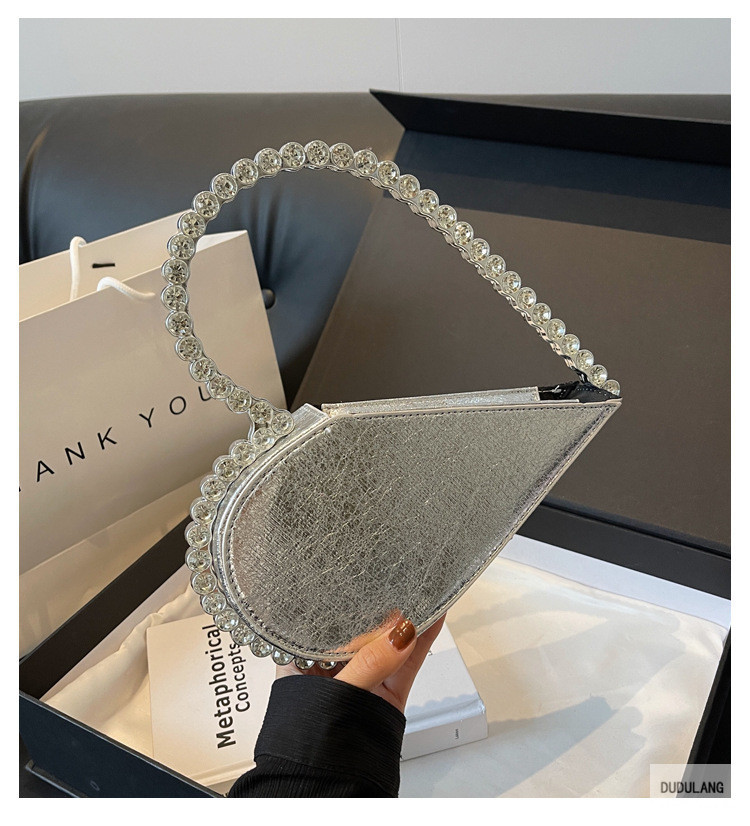 468g Weight Diamond Fashion Element Zipper Closure Type Top Handle Strap Type Handbag Bags Type Banquet Occasion PU Material Heart Shape Pattern All Seasons Season Women's Gender Elegant Style Heart-shaped Shape PU Heart Shape Diamond Heart-shaped Evening Bags 无