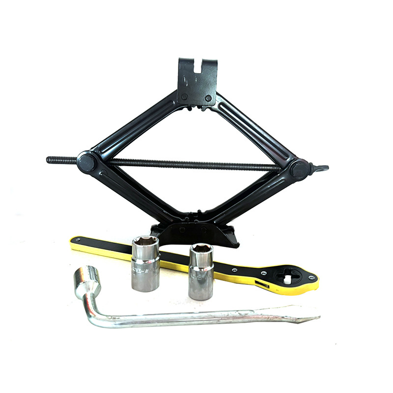 批发2吨剪式汽车千斤顶车载手动换胎手摇螺旋重型升降剪式千斤顶