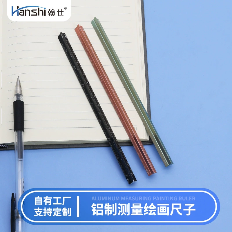 Металлическая алюминиевая треугольная линейка масштабного рисунка шкалы