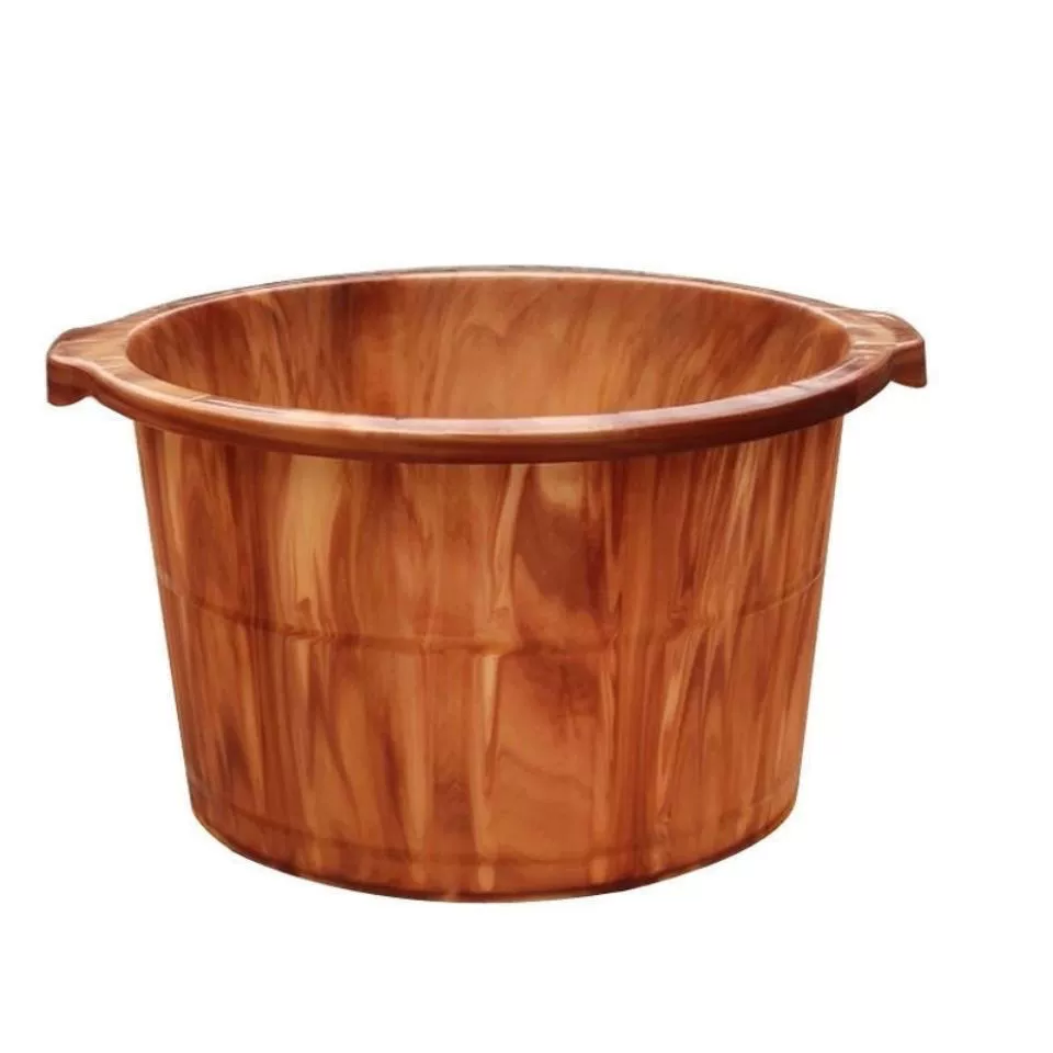 Устойчивое к падению ведро для ванны для ног с текстурой дерева для домашнего использования, ведро для ванны для ног для массажа ног в общежитии, пластиковое ведро с повышенной глубиной