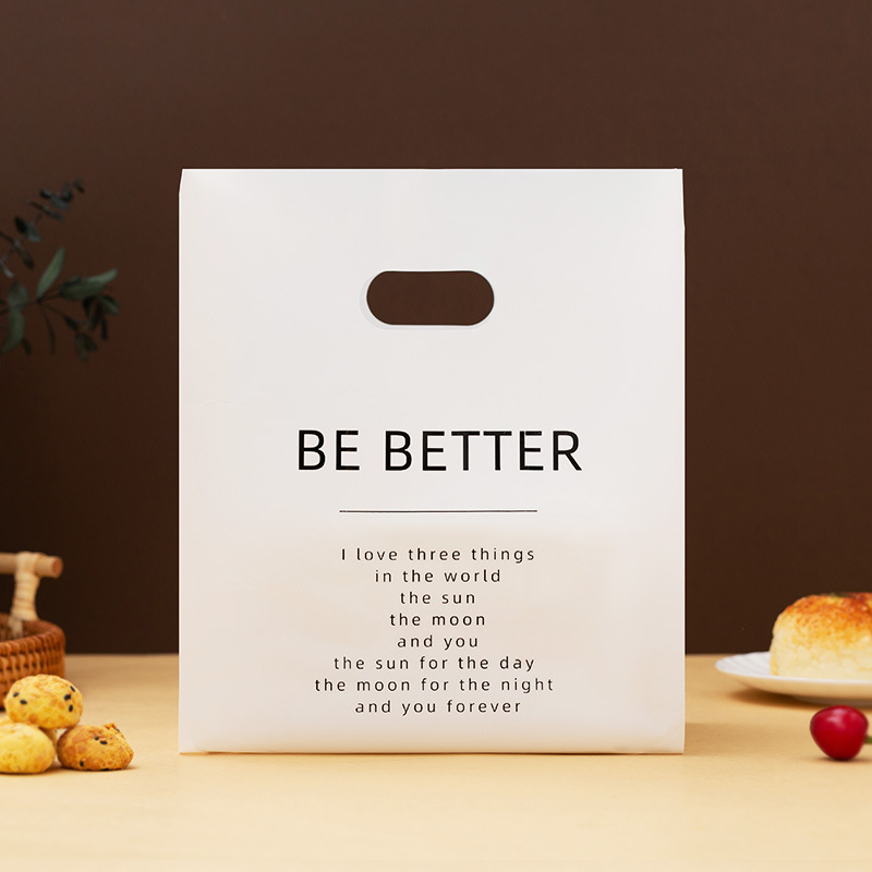 Takeaway embalaje bolsa postre comida bolsa de plástico hornear pastel panadería portátil embalaje bolsa logotipo al por mayor