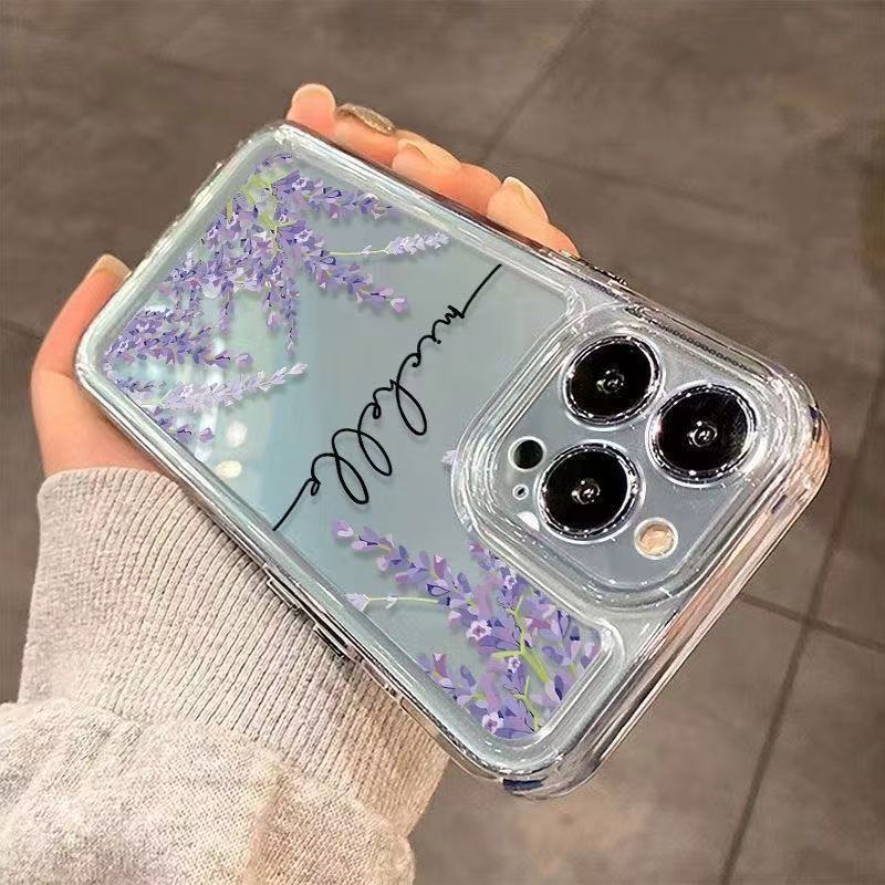 Flores en inglés para iphone15promax funda para teléfono móvil transparente Apple 16 anti-caída 14pro Japón y Corea 13/12