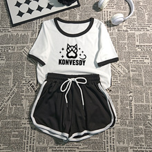 透气轻薄超短裤春夏秋季新款休闲运动套装女士冰丝清凉感短袖T恤