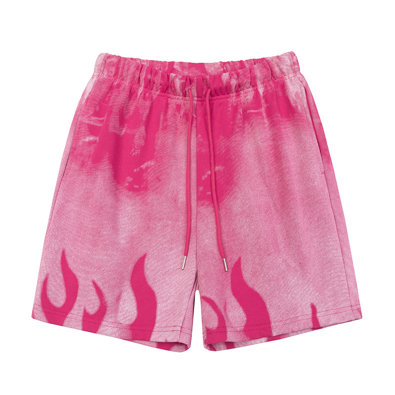 Qihong Clothing Store American Retro Trendy Gradient Flame Design Sports Casual Summer Niche Personality Niche Men's and Women's Shorts