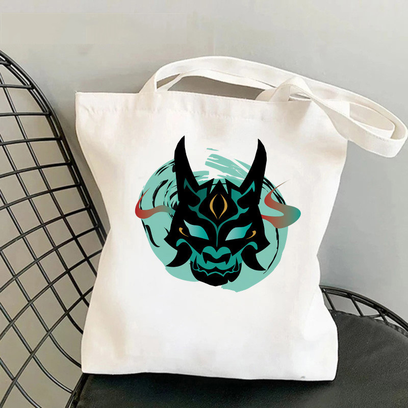 Comercio exterior transfronterizo Genshin Impacto Y2K impresión bolsa de lona Harajuku bolsa de hombro bolsa de moda bolsa de compras
