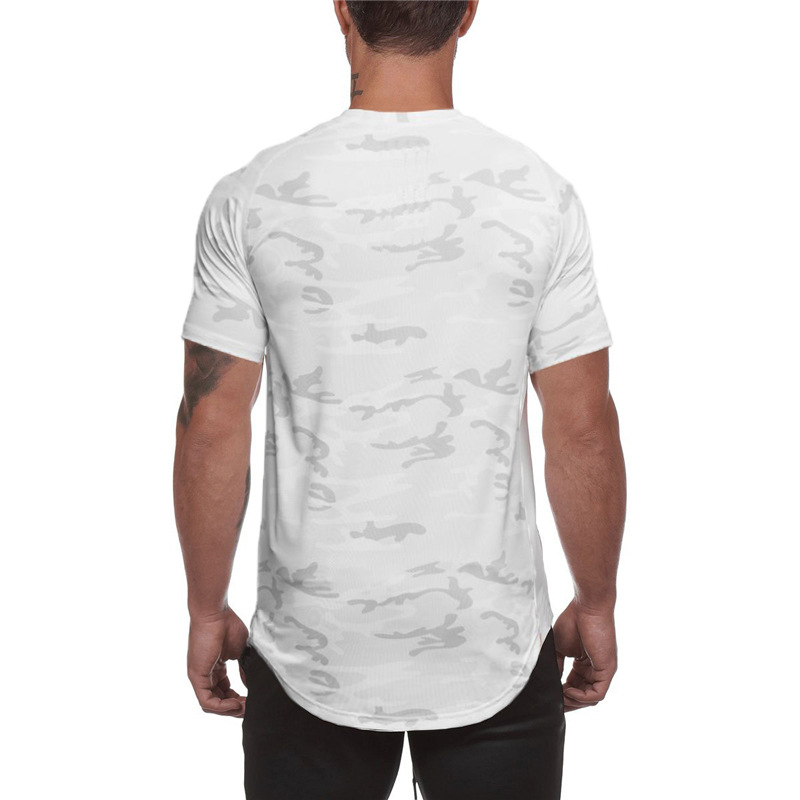 Men's fitness camouflage T-shirt short sleeve quick drying breathable base shirt_voghion.com
