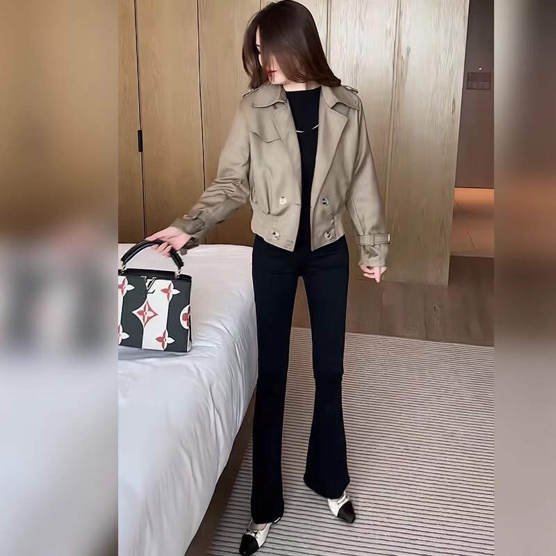 气质短款外套女士英伦风复古风衣2025春秋新款小个子时尚夹克上衣|undefined