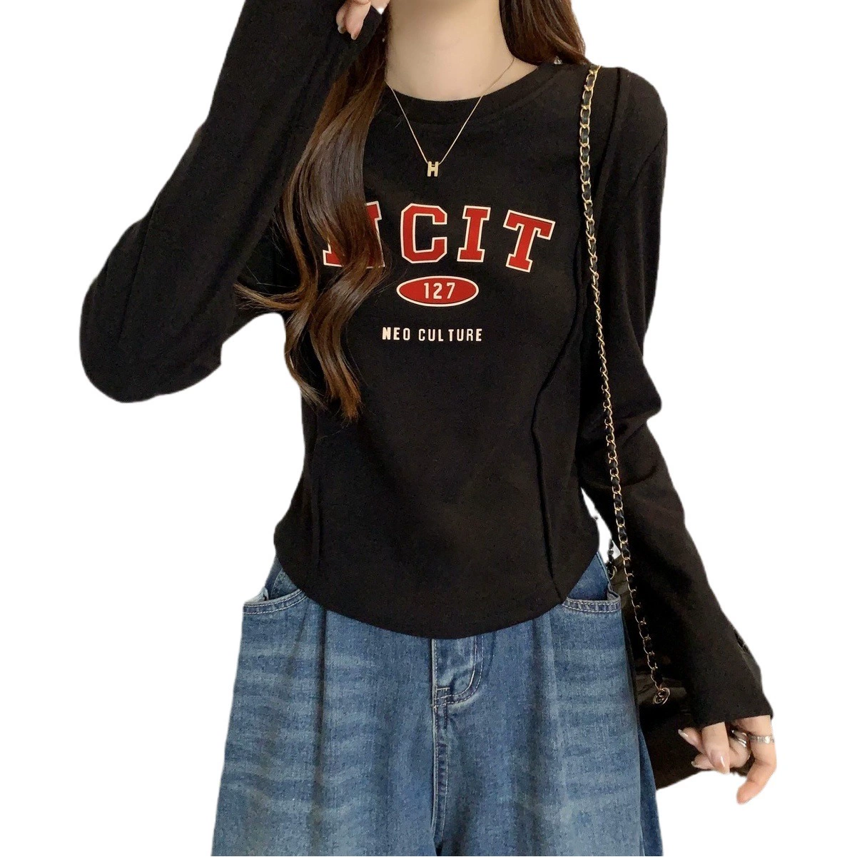 DeRong женская рубашка большого размера на осень и зиму, новый дизайн, ниша, универсальный утягивающий вид, топ с длинными рукавами на флисовой подкладке