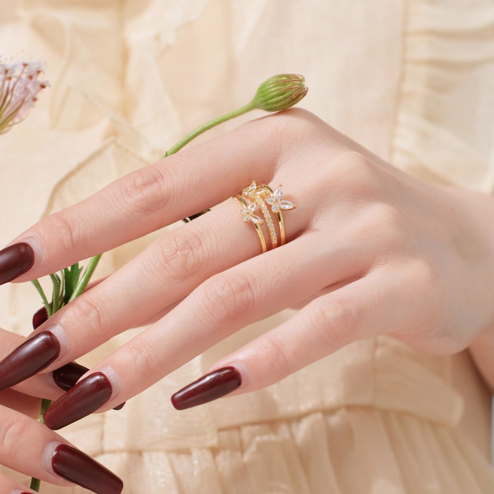 4g Weight Zircon Inlay Material Rings Classification 1 Piece Quantity Holiday, Daily Occasion 925 Sterling Silver Material U Shape, Insect Pattern Women's Gender Inlay Design Simple Style, Classic Style Style 925 Sterling Silver Zircon U Shape Insect Rings 15