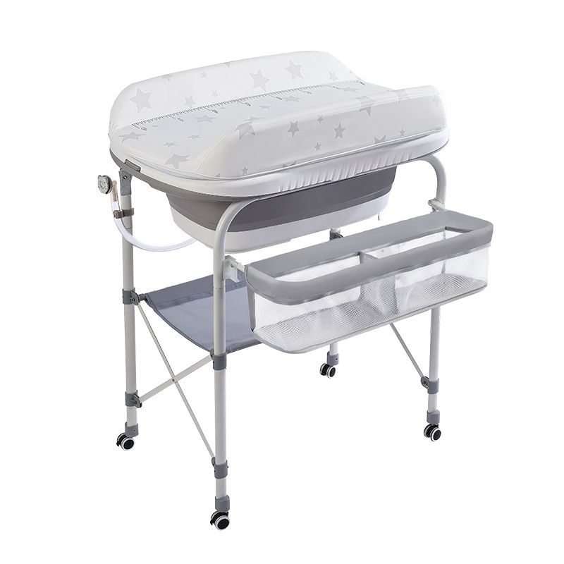 Mesa de cuidado infantil multifuncional mesa de pañales móvil cama de bebé recién nacido cambio de pañales tacto baño de lavado y protección integral