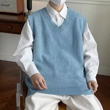 男士V领背心针织衫春秋百搭外穿内搭无袖坎肩休闲搭配衬衫针织衫