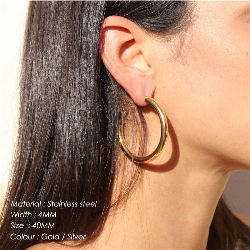 Fashion Geometric Stainless Steel Hoop Earrings Plating Stainless Steel Earrings