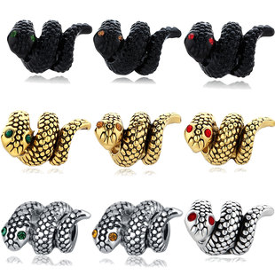 2025 Year of the Snake Animal Bracelet Loose Beads Retro Snake-Shaped Jewelry Accessories Hand-Woven Ethnic Style Animal Year Charm