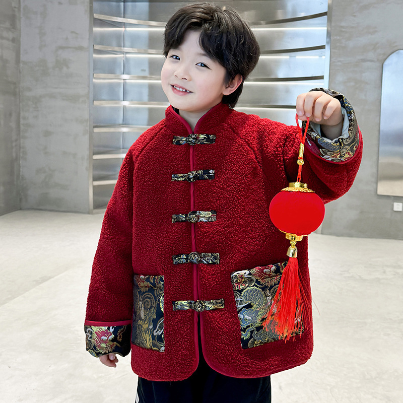 男童拜年服秋冬款2025新款儿童装宝宝汉服新中式加绒加厚冬季唐装