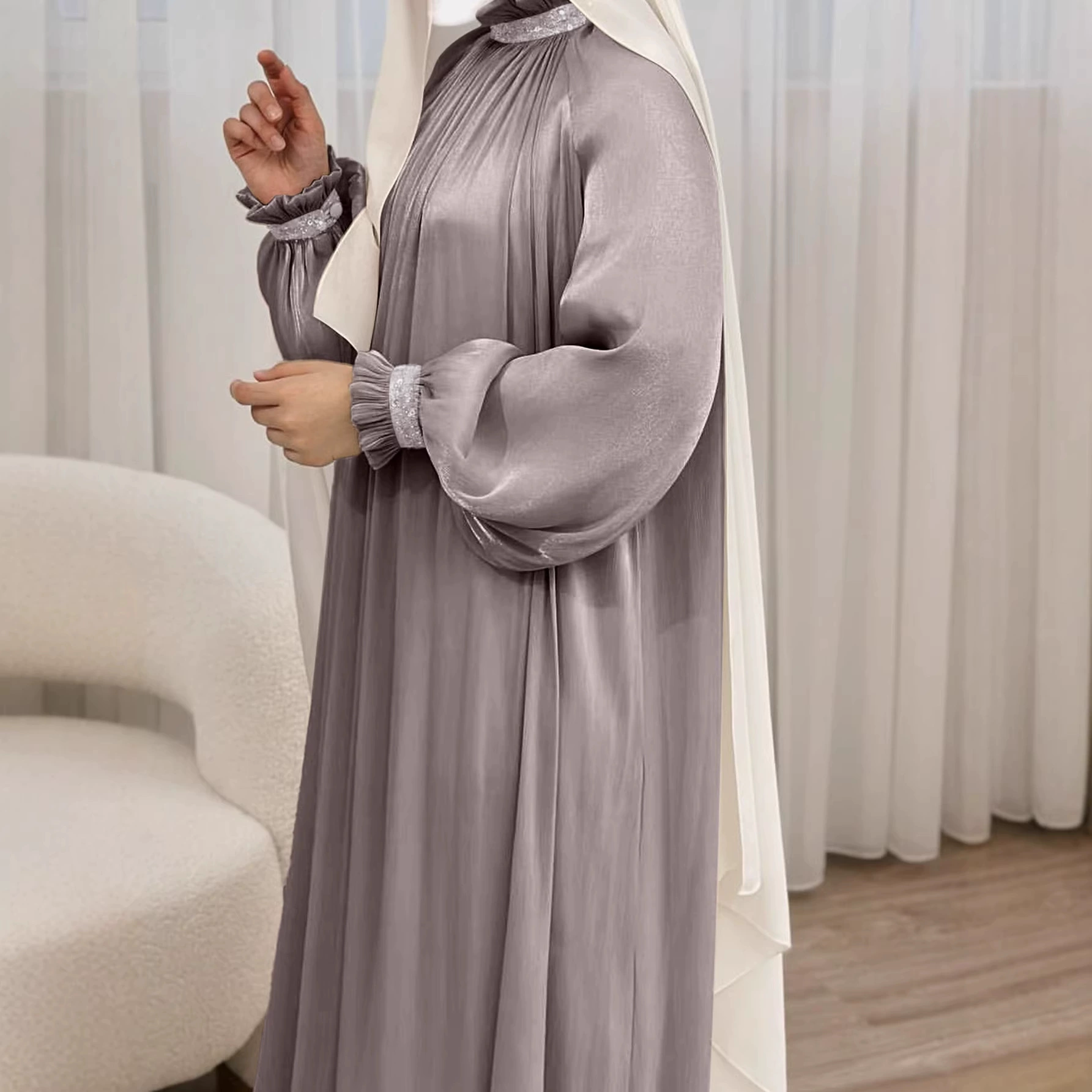 Платье LN7101 Lacersal, скромная длинная плиссированная Organza, однотонные цвета S–XXL