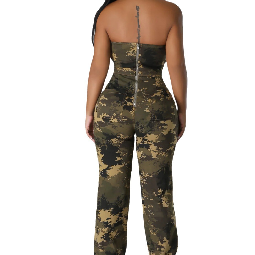 HX0372 Amazon popular a principios de otoño las mujeres del tubo camuflaje estilo occidental mono