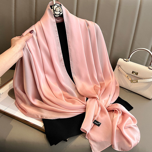Korean Spring and Autumn New Solid Color Summer Sunscreen Beach Scarf Women's Silk Scarf Air Conditioning Shawl Extra Large Gauze Scarf