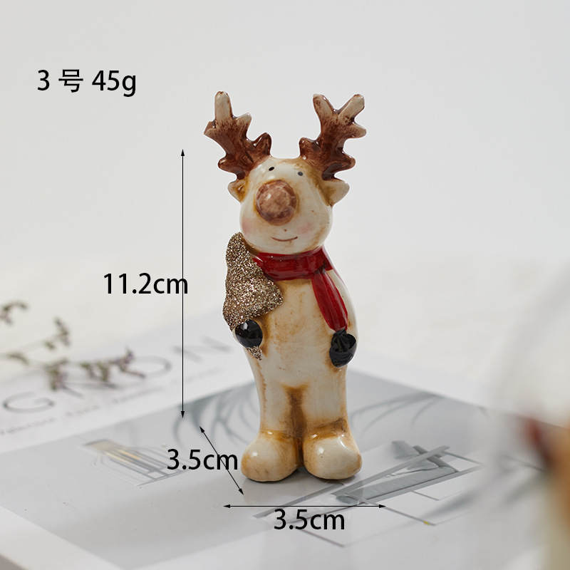 Nuevos productos transfronterizos de Navidad cerámica retro decoración de nieve hombre viejo alce escritorio con luces decorativas regalos