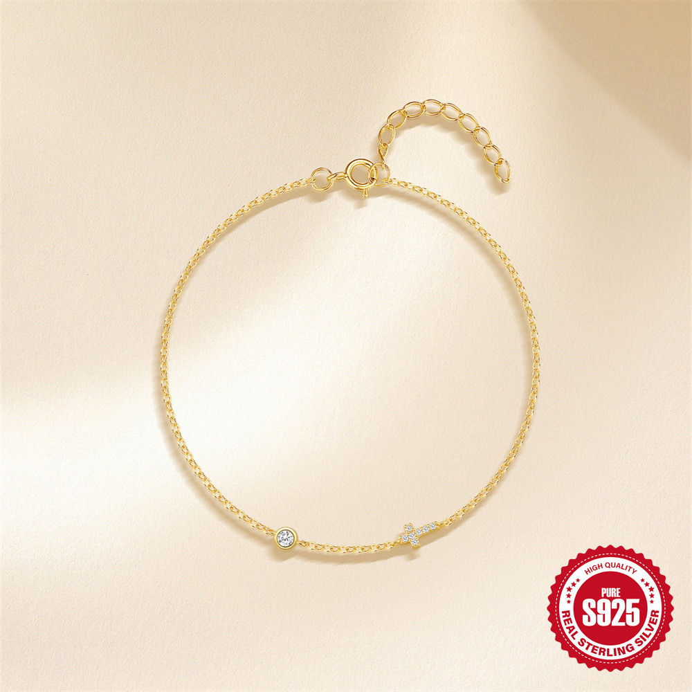 Nueva pulsera de pila femenina de alta gama s925 de plata de ley simple y de moda con incrustaciones de diamantes de nicho