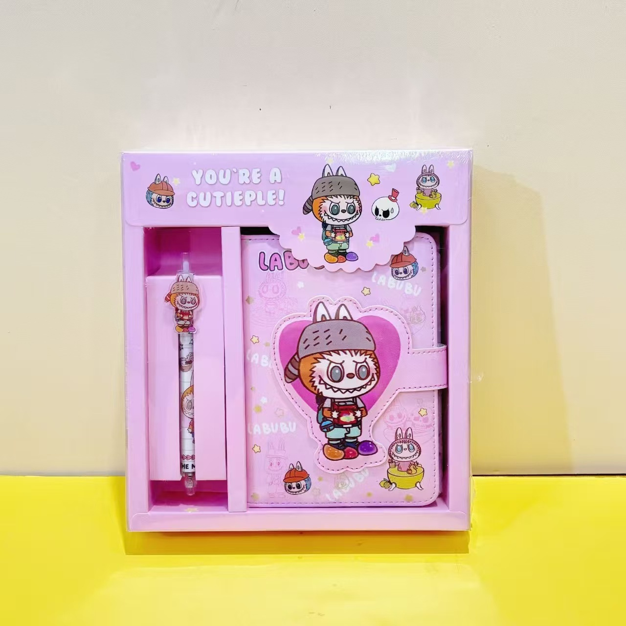 Sanrio PU cuaderno de mano estudiantes LABUBU comercio exterior artesanal en el viento conjunto de cajas de regalo de chicas del 1 de junio