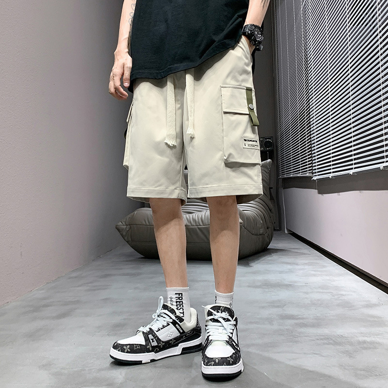 Work Shorts Men's Summer American Trendy Brand Loose Straight Sports Pants Ice Silk Quick-drying Casual Basketball Five-quarter Pants