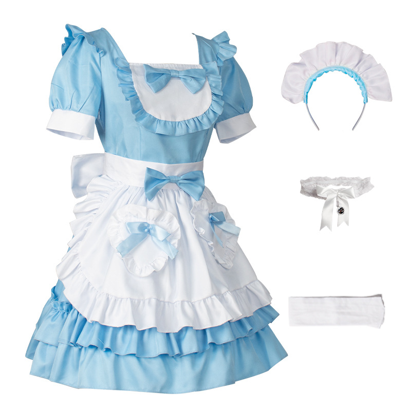 (2개) 사쿠라 스토리 핑크 메이드 러브 로리타 원피스 로리타 코스프레 의류 스팟 풀 세트