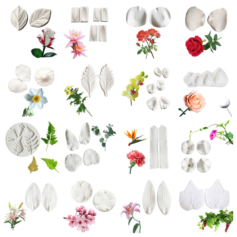 Rose Pattern Imitation Real Leaf Petals Silicone Mold Embossing Pressing Flip Sugar Dried Pace Cake Decoration