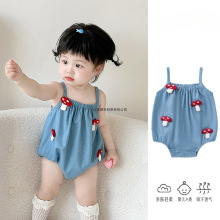 婴儿包屁衣新生儿衣服宝宝吊带连体衣背心肚兜多巴胺穿搭哈衣夏季