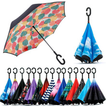 手开反向伞免持C型双层雨伞可站立反向汽车伞广告礼品伞LOGO厂家