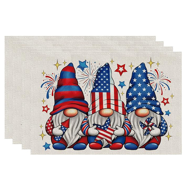Transfronterizos lino almohadilla de mesa Aliexpress TEMU Amazon almohadilla de mesa cuadrada búfalo rojo almohadilla de Navidad Día de la Independencia