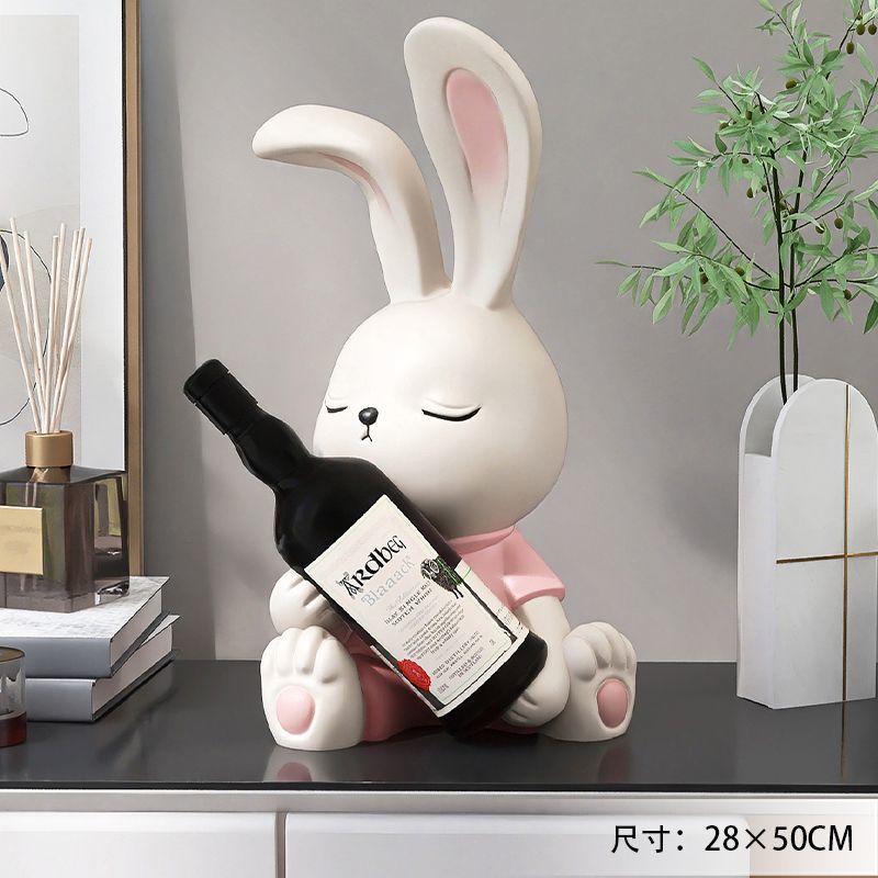 와인랙 토끼 장식품 [핑크 강화 업그레이드 버전]