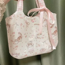 2024春季新款碎花猫咪手提包高颜值可爱小拎包小众印花通勤妈咪包